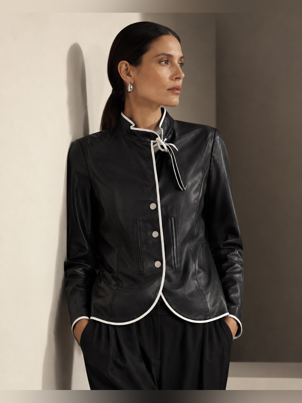 Giorgio Armani Black Leather Jacket IT 48 (US/CAN Size 12) - Best Fit Size 8/10